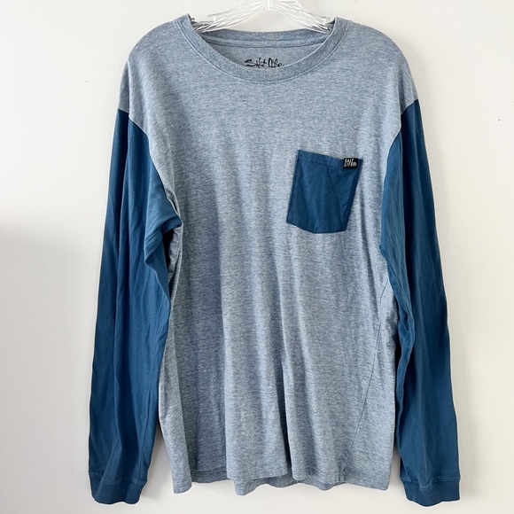 Salt Life Other - Salt Life Grey and Blue 100% Cotton Raglan Long Sleeve T-Shirt Men’s Size Large